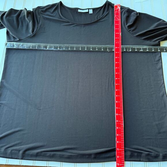 Susan Graver Liquid knit size 3X Black boat neck button cuff blouse - Picture 9 of 11